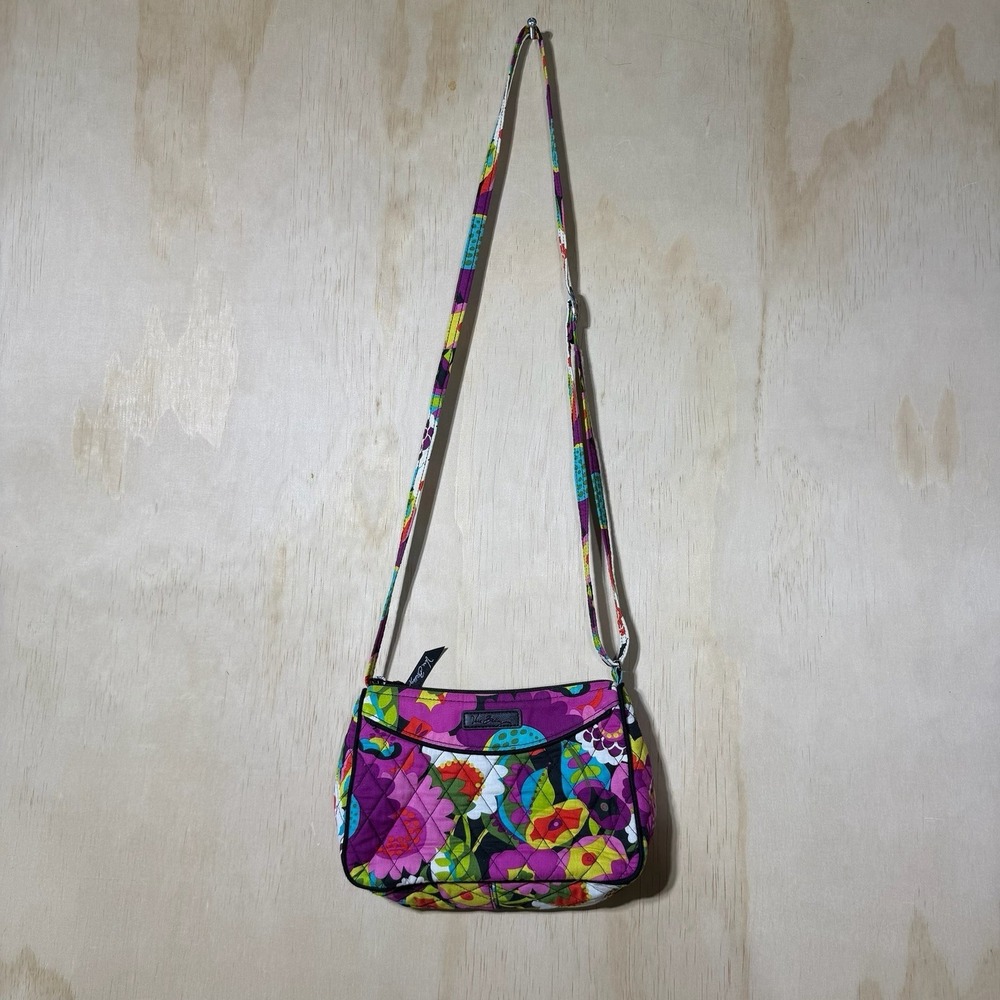 Vera Bradley Floral Quilted Crossbody Shoulder Bag Purple‎ Multicolor Purse